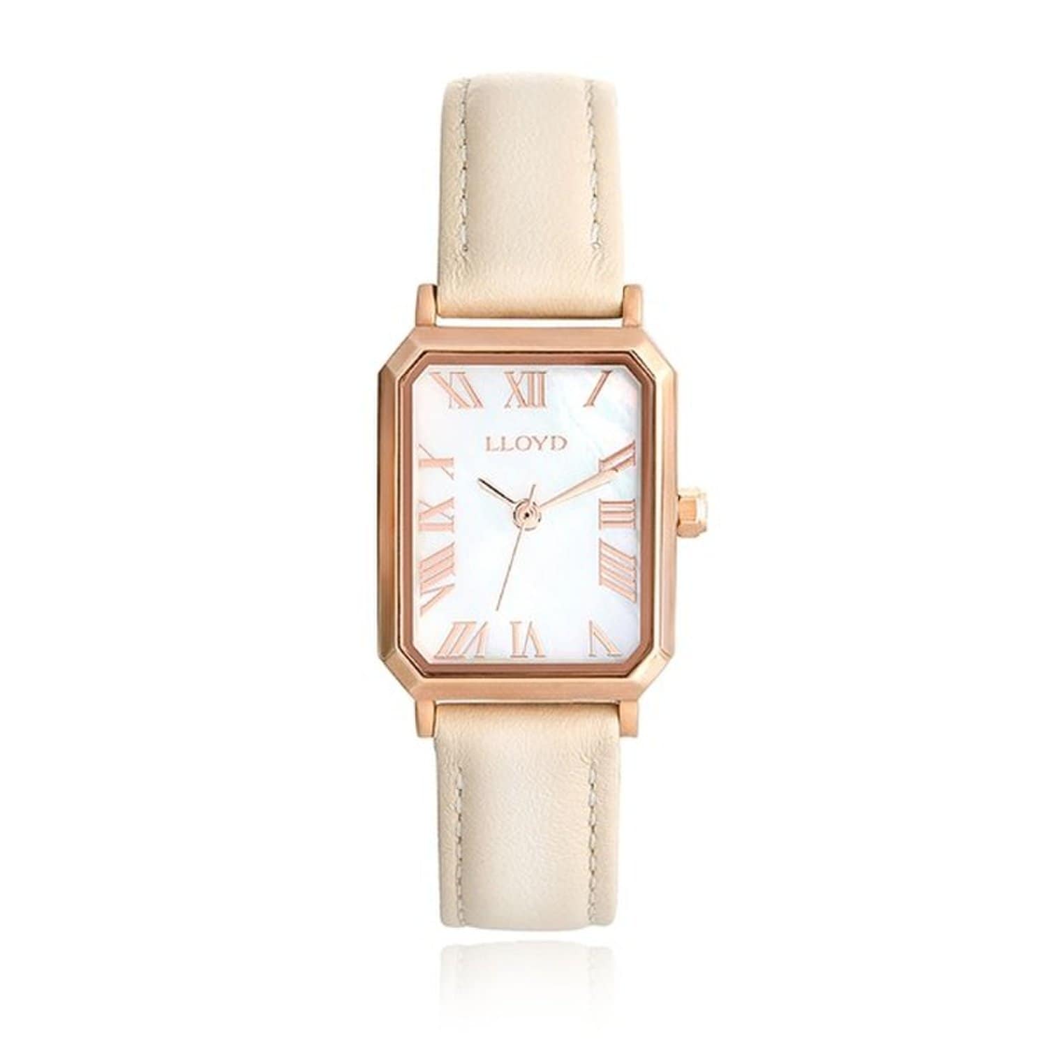 [LLOYD] Awesome Square Mother-of-Pearl Women s Leather Watch - Ivory LL2G26504XGE