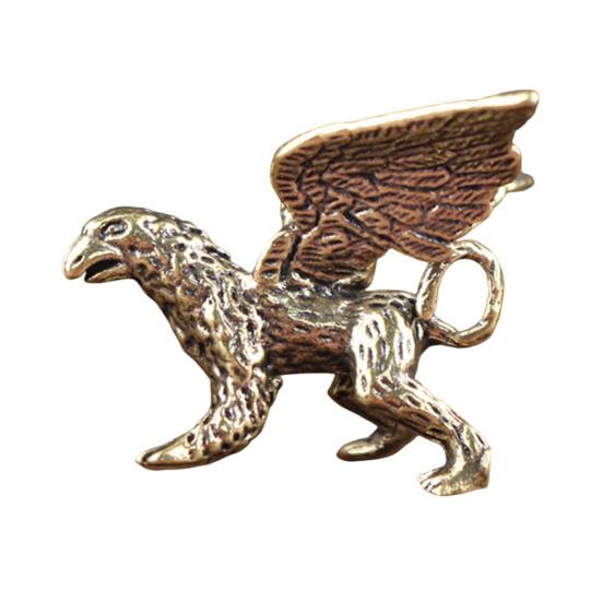 Yousheng Vintage Winged Dragon Brass Ornaments Copper Dragon with Wing Figurine Collectible Bronze Carved Sculpture for Living Room Bookshelf Desktop