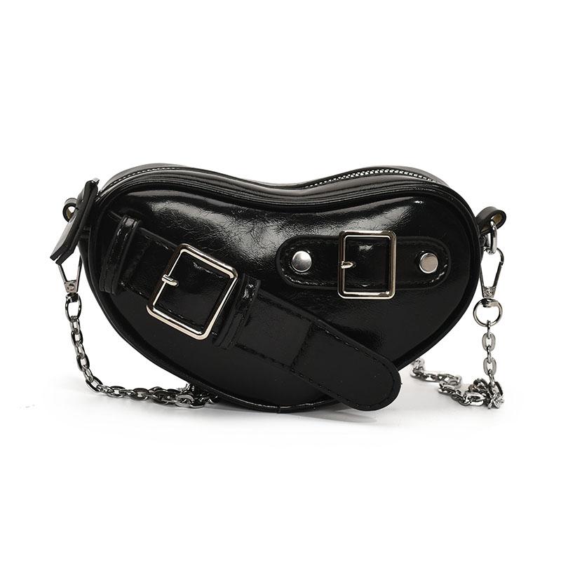 

Fashion Cute Y2K Heart Shaped Lady Crossbody Bag Punk Style Gothic Handbag Purse Girls Small Messenger Bag with Chain Shoulder чёрный
