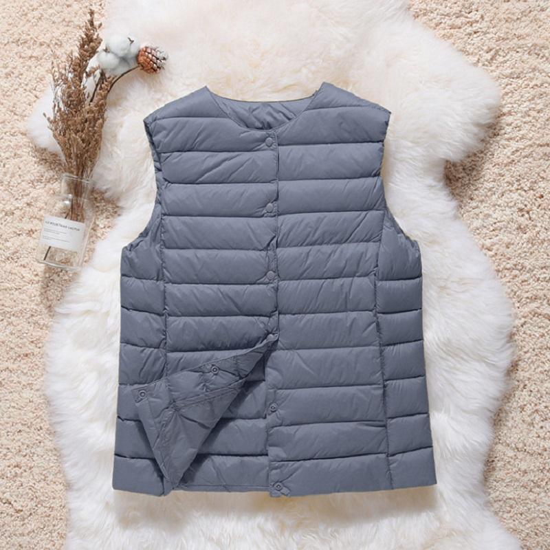 Ultralight Down Vest Women Single-breasted Sleeveless Female Duck Down Waistcoat Puffer Feather Padded Warm Jacket