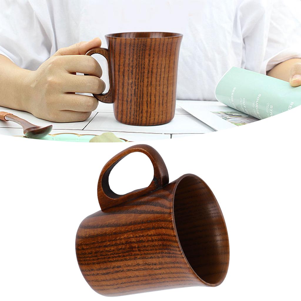 Wooden Water Cup Coffee Mugs with Handle Breakfast Milk Drinking Supplies Home Decoration