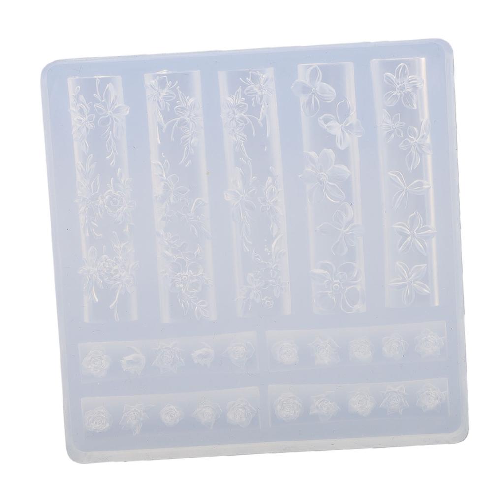 Silikonowa Forma do Zdobień Paznokci Kwiaty Nieprzywierająca Łatwe Wyjmowanie 3D Kwiaty Forma do Paznokci z 40 Wzorami