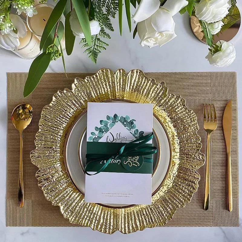 Luxury 1PC Reef Irregular Plate Decor Plate Gold Silver Dinner Serving Wedding Christmas Decor Table Place Steak Dining Plate