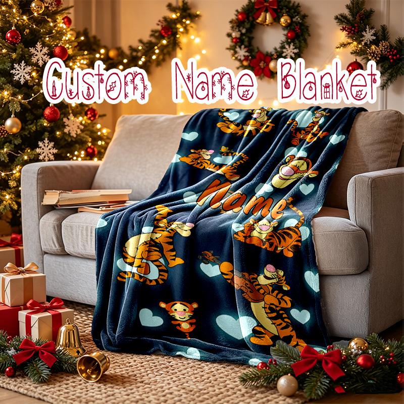 1pc Snug Thumper Friends Whimsical Bunny Blanket, Custom Name Print Blanket, Perfect for Home, Couch, Bed, Picnic, Travel, Office