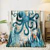 Retro Ocean Themed Blanket with Octopus and Old Nautical Map Print Blanket for Livingroom Couch lunch break Soft throw for Friend's festival Gift