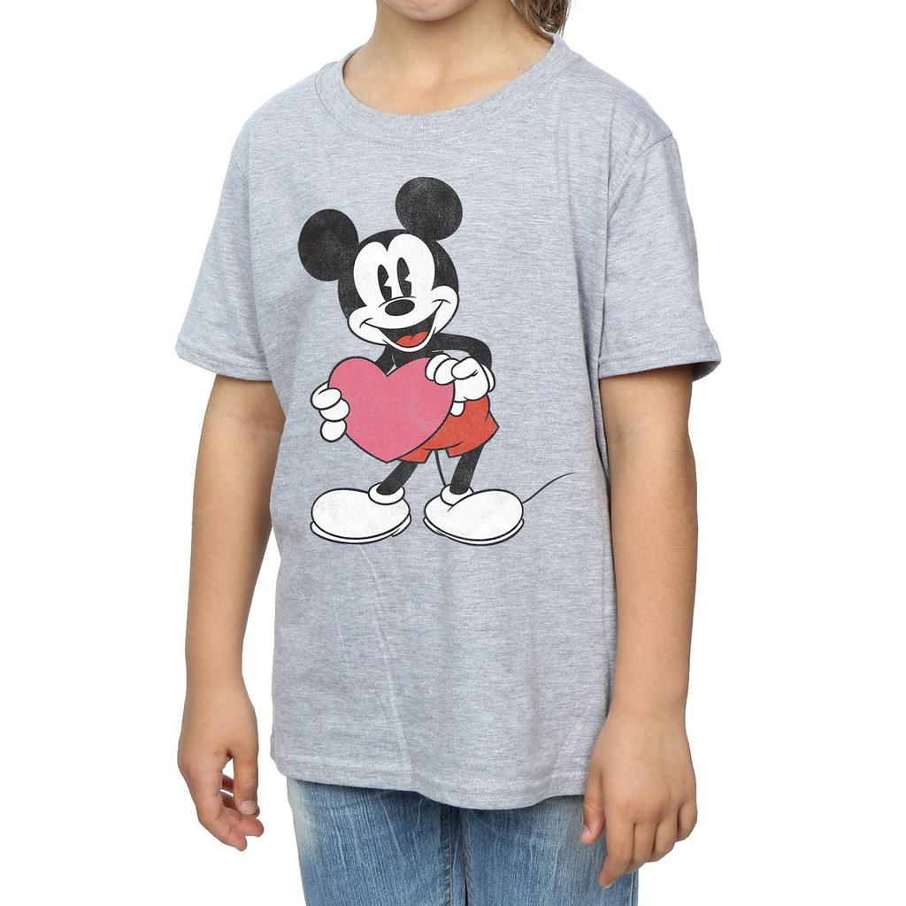 Disney Girls Mickey Mouse Valentine Heart Cotton T-Shirt
