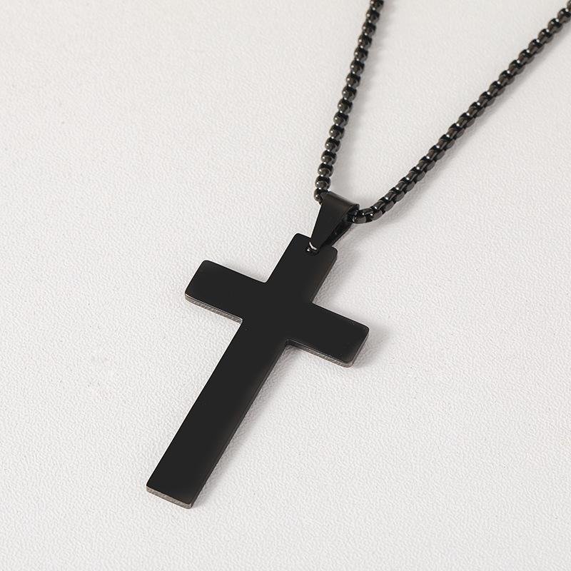 Stainless Steel Pearl Chain Necklace: Simple European & American Style, Cross Design, Ideal as a Festival Gift