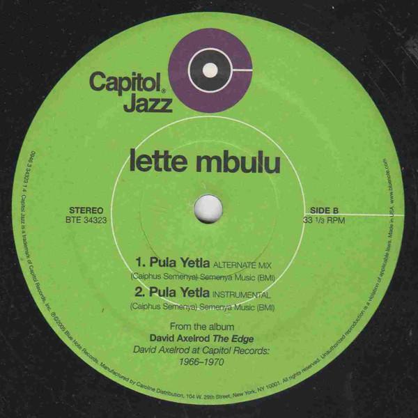 

12inch Record DAVID AXELROD / LETTA MBULU - The Signs / Pula Yetla BTE34323 Capitol Jazz 2005 US Jazz Used