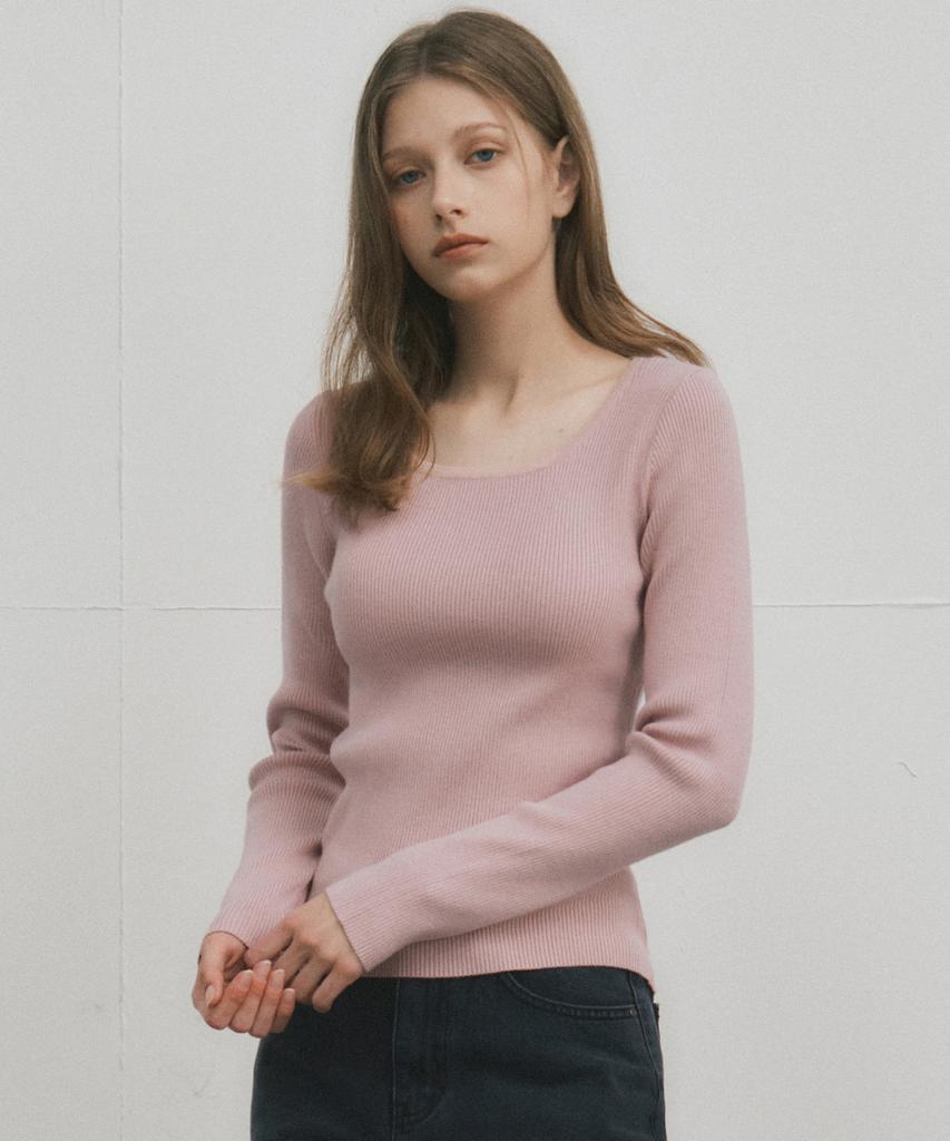 Wednesday Oasis For Woman Jane Square Neck Washable Knit_Light Pink(Wc25-Kn33)