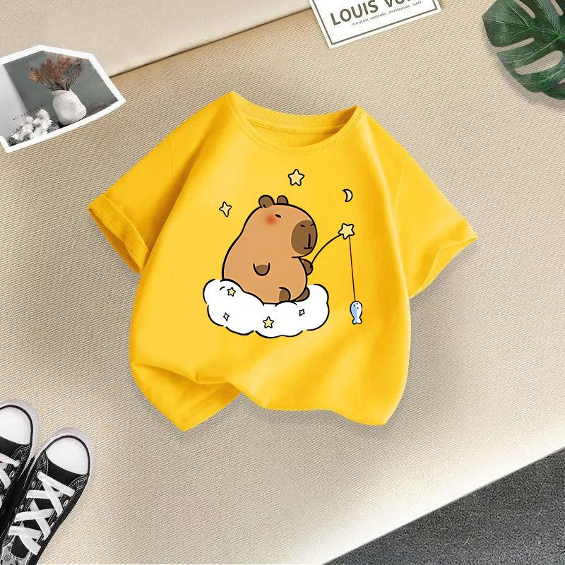 Children's Casual Short-sleeved T-shirt, Summer Boys' And Girls' Cute Capri Blouse