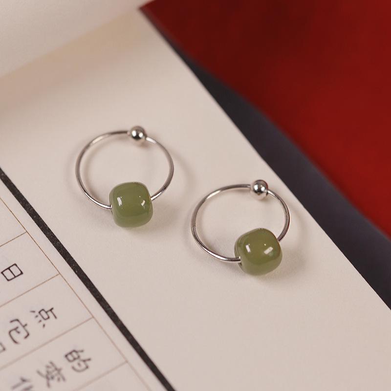 Tichiya S925 Sterling Silver Hetian Jade Earrings: Elegant Chinese Ancient Style Ear Cuffs for Women