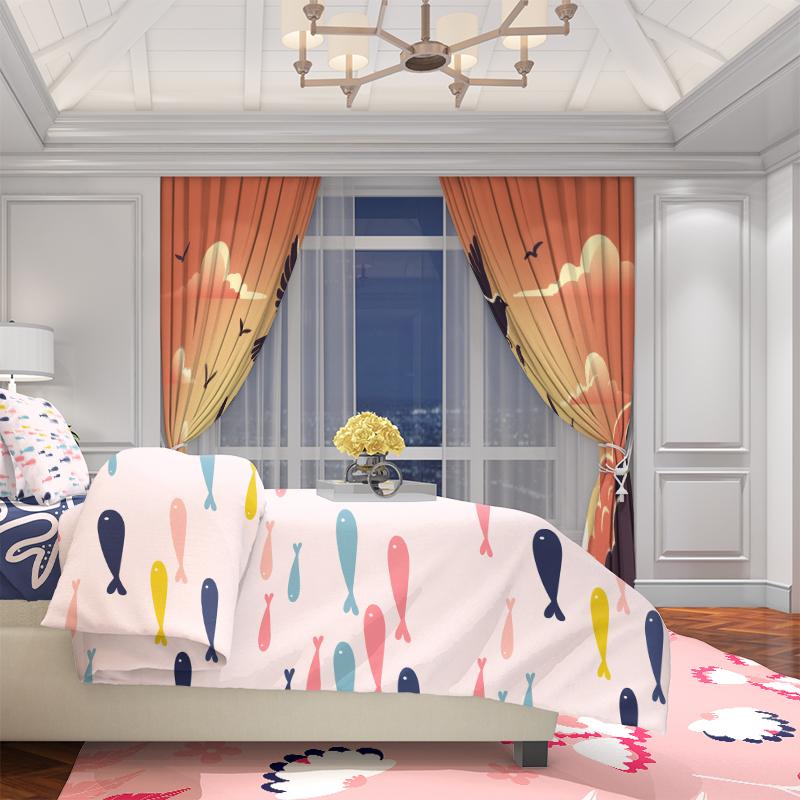 2PCS- Peace Dove -HD Printed Curtain - Polyester Material - Suitable for Bedroom, Living Room, Study (customizable)