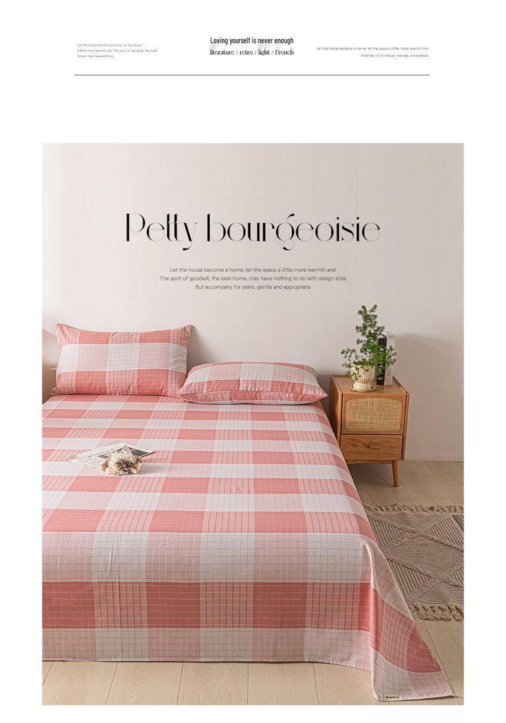 Striped Coarse Cloth Bed Sheet Set: Washable, Skin-Friendly, Cool Mat for Home & Dorm. Available In Single/Double Three-Piece Set.