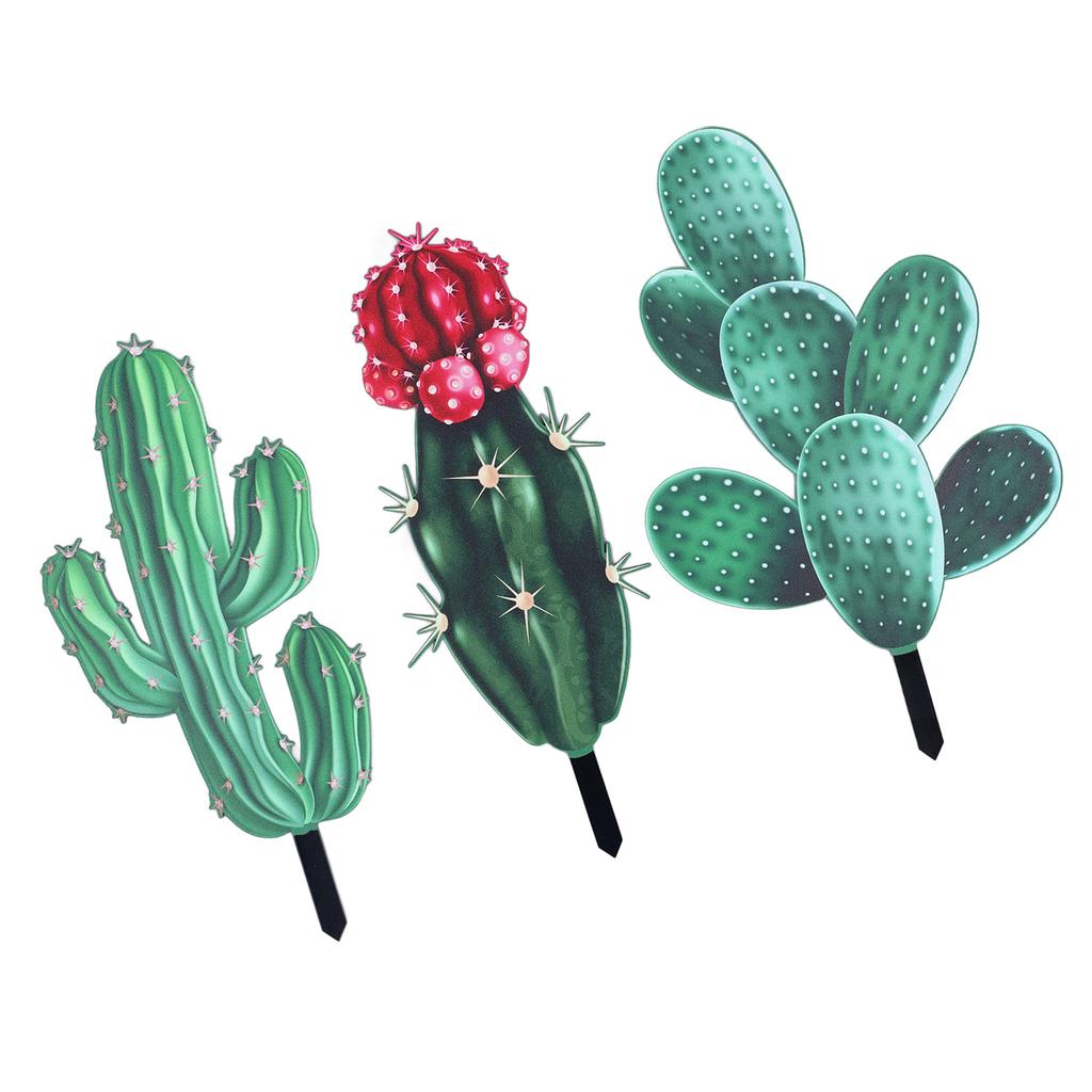 Cactus Flower Decor Insert Acrylic Simulation Cactus Decorative Ornament Stake Outdoor Art Plant