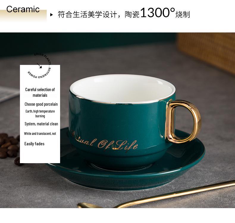 Luxury European-Style Golden Handle Ceramic Coffee Cup & Saucer Set