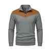 Herbst Winter Herren Color Block Sweatshirt Vertikal Rippstrick Halber Reißverschluss Stehkragen Pullover Wildlederflicken Schulter Ellbogen Vintage Lässig Langarm Oberteile