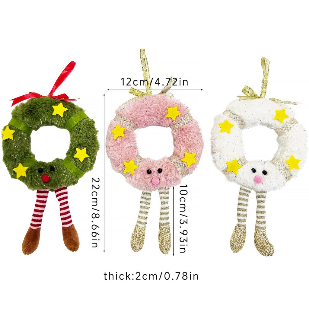 Weihnachtsdekorationen - Weihnachts Plüsch Kranz Puppen Anhänger Weihnachtsgeschenk Weihnachtsbaumschmuck Weihnachts Kranz Anhänger