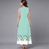 Ladies Oversized Sleeveless Crew Neck Dress Tropical Floral Printed Relaxed Midi Dress