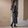 Hang Yi Ge Women's Wool Blend Coat & Skirt Set