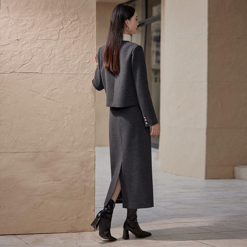 Hang Yi Ge Women's Wool Blend Coat & Skirt Set