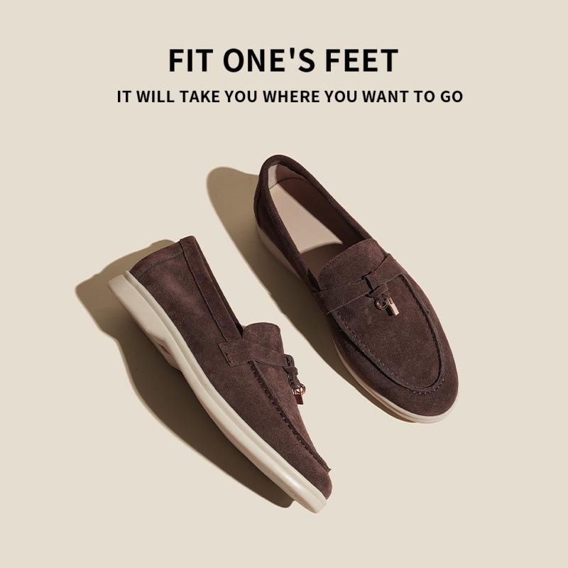 Dámské mokasíny s třásněmi z pravé kůže LP - Nazouvací ploché boty, Plus samet, Velké velikosti, Neformální pro podzim a zimu