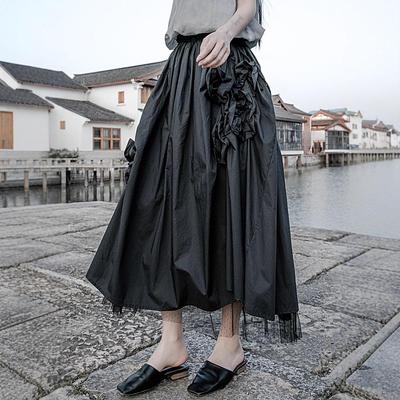 Yamamoto Patchwork Lace Midi Skirt - Dark & Cool Styles (2 Colors)