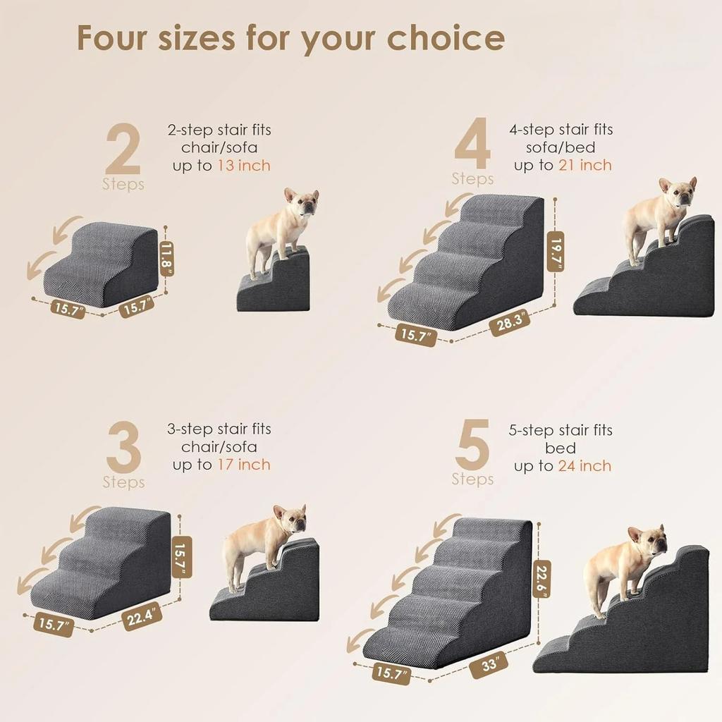 Curved Dog Stairs Ramp for High Beds Non-Slip Balanced Pets Steps for Small Dogs and Cats Easy Climbing Pet Stairs for Dogs