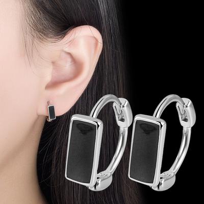 Boucles d'oreilles noires tendance pour femmes, style navetteur, simples et tendance