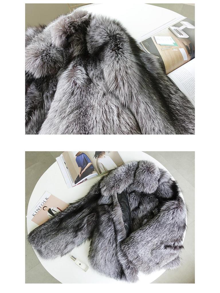 Dámský krátký kabát z umělé liščí kožešiny - Módní svrchník pro podzim/zimu 2024