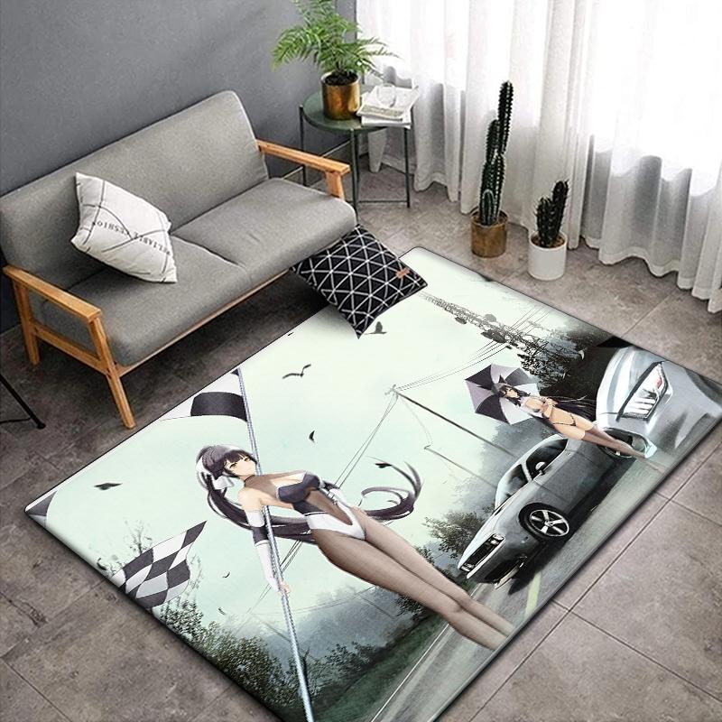Anime Car Beauty Carpet for Living Room,Soft Flannel Rug for Bedroom ,Anti-Slip  BATHROOM Mat, Baby Play mat,Boys' Room Decor