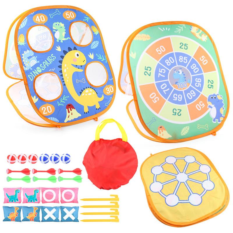 Children's Dinosaur Sandbag Throwing Game Tent Darts Sticky Ball Outdoor Parent-Child Interactive Game