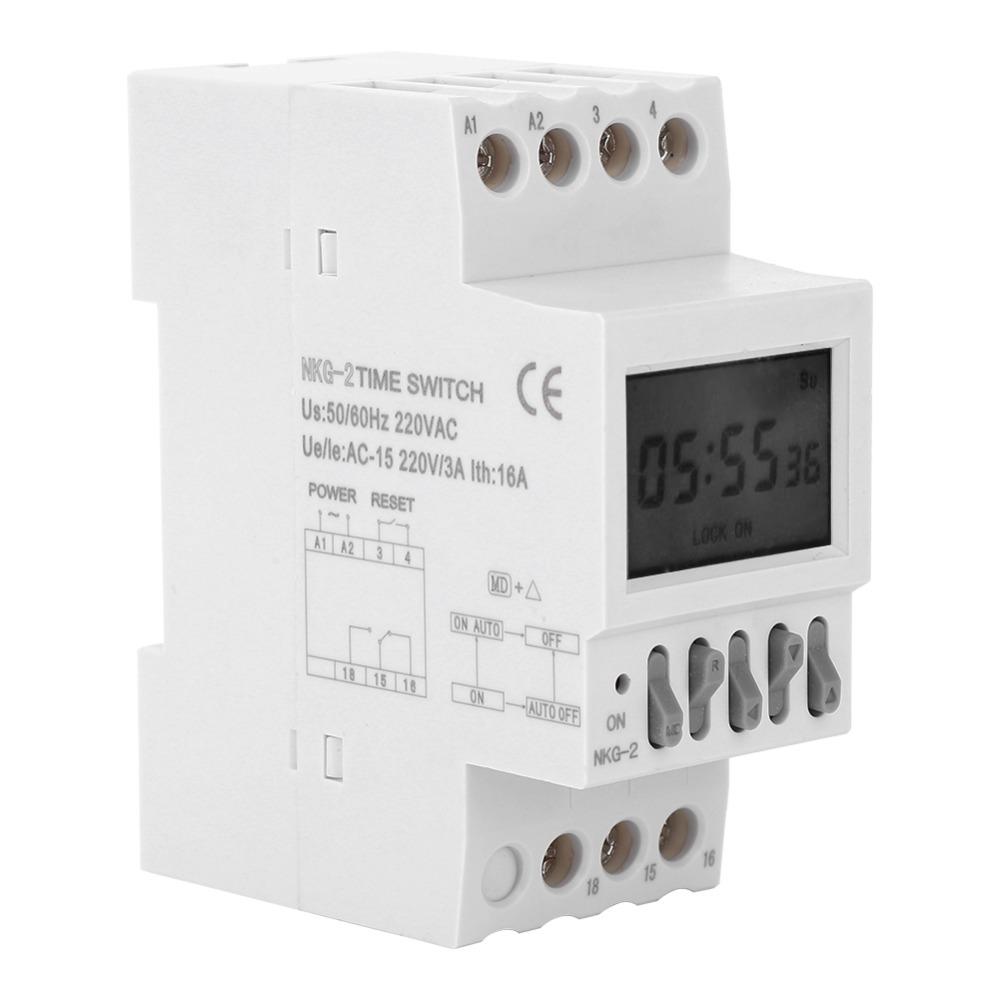 Time Relay NKG-2 Time Control Switch AC220V Digital Programmable Timer Switch DIN Rail Automatic Microcomputer Timer School Bell