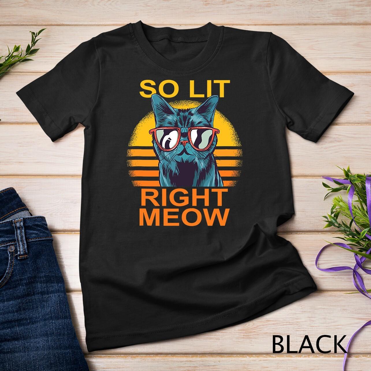 So Lit Right Meow EDM Techno DJ Rave Party Festival Cat Unisex T-Shirt Mens Womens Tees Top 2XL