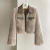 Maillard Women's Faux Fox Fur Coat: Short Leather Collar, Autumn Winter, Long Sleeve, Slimming, Age-Reducing Fashion