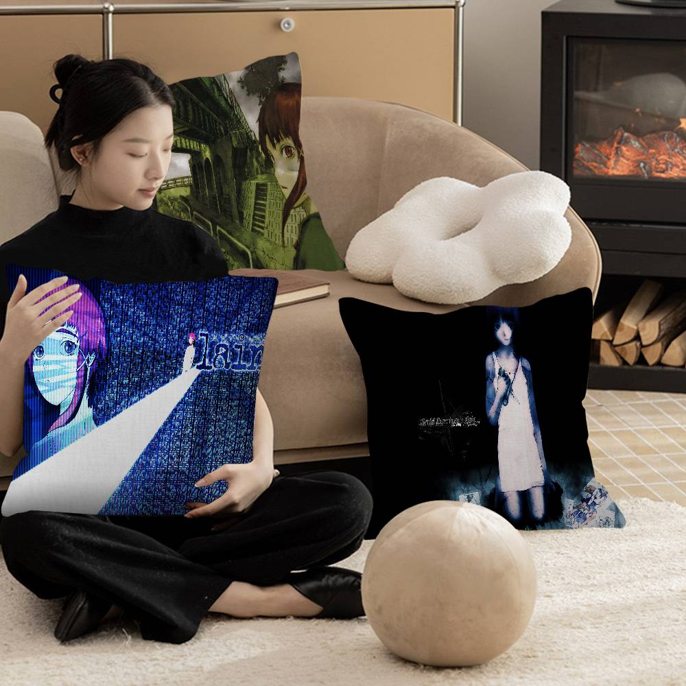 Serial Experiments Lain Anime Decorative Room Aesthetics Pillow Case Home Decor Bedroom Sofa Bed Couch Pillow Cover 45x45