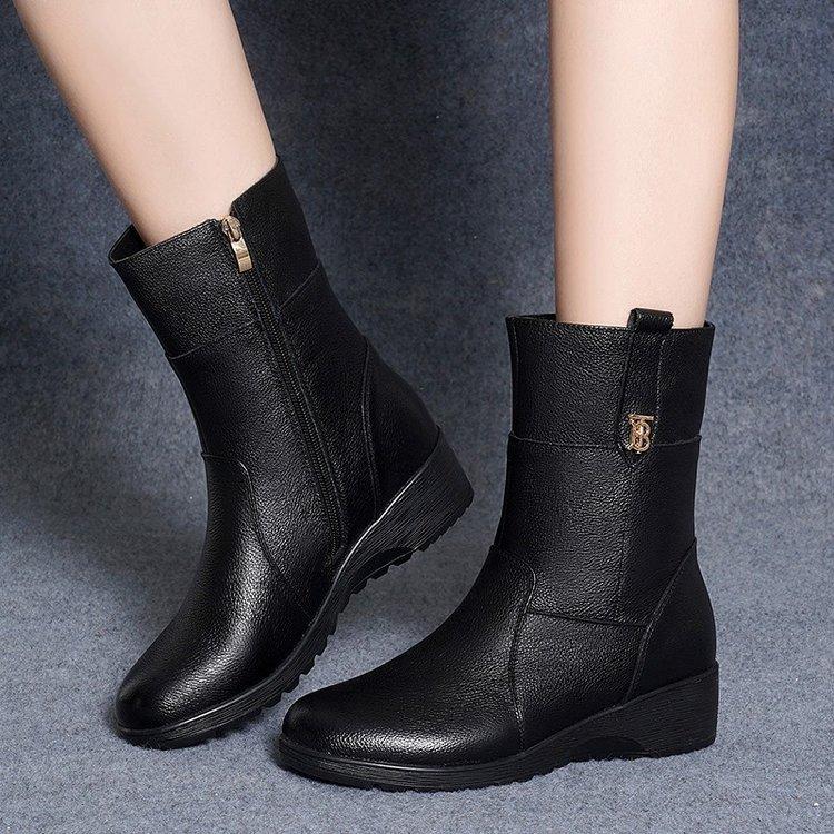 

Зимняя обувь мягкая подошва легкая и удобная утолщенный бархат средней длины женские сапоги 41 чёрный