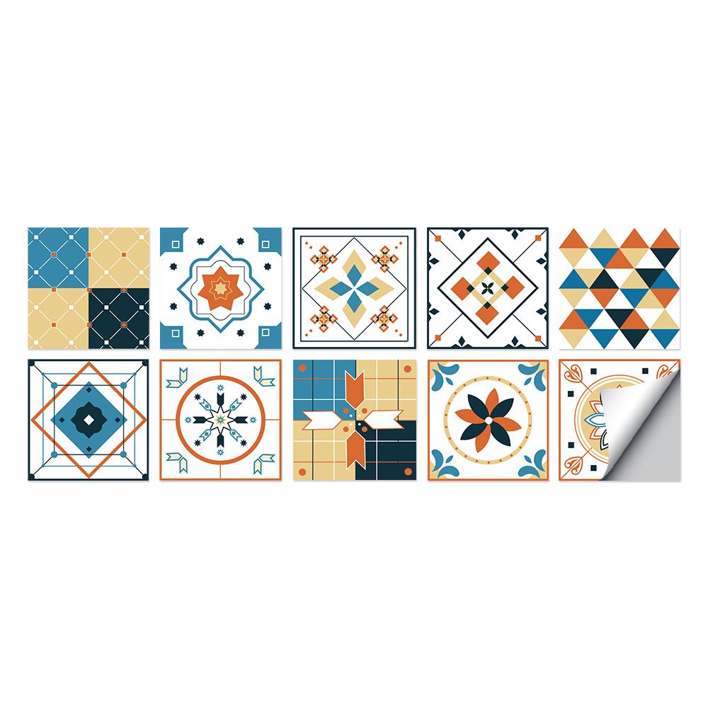 Tile Stickers Waterproof Kitchen Retro Moroccan Self Adhesive Bathroom Decal Vinyl Peel And Stick Wall Decoration Wallpaper NONE
