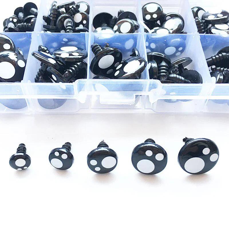 100Pcs/Box 8-16mm Doll Eyes Cartoon Safety Eyes for Handmade Eyes Doll for Bear Craft Stuffed Toys Doll Accessories