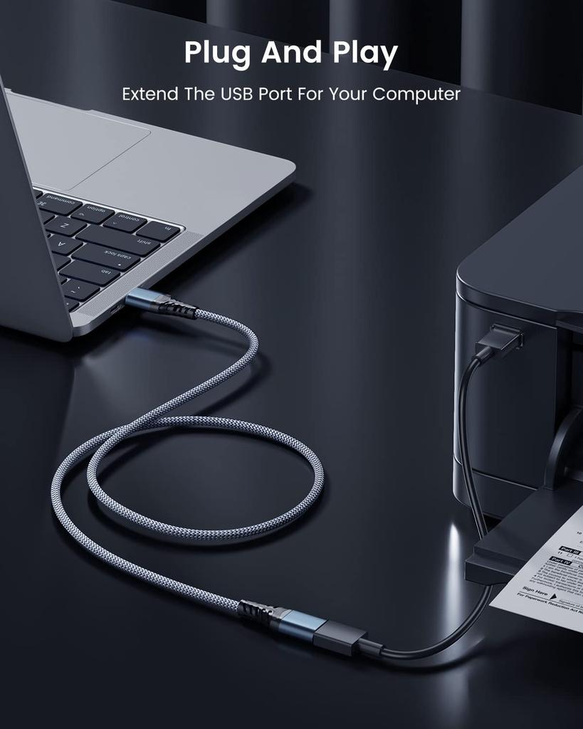 3M USB Extension ANDTOBO USB Type A Extender Data Transfer Compatible with USB Flash Hard Cable, 3.0 Male-to-Female Cable, High-Speed 5Gbps, Gamepads,