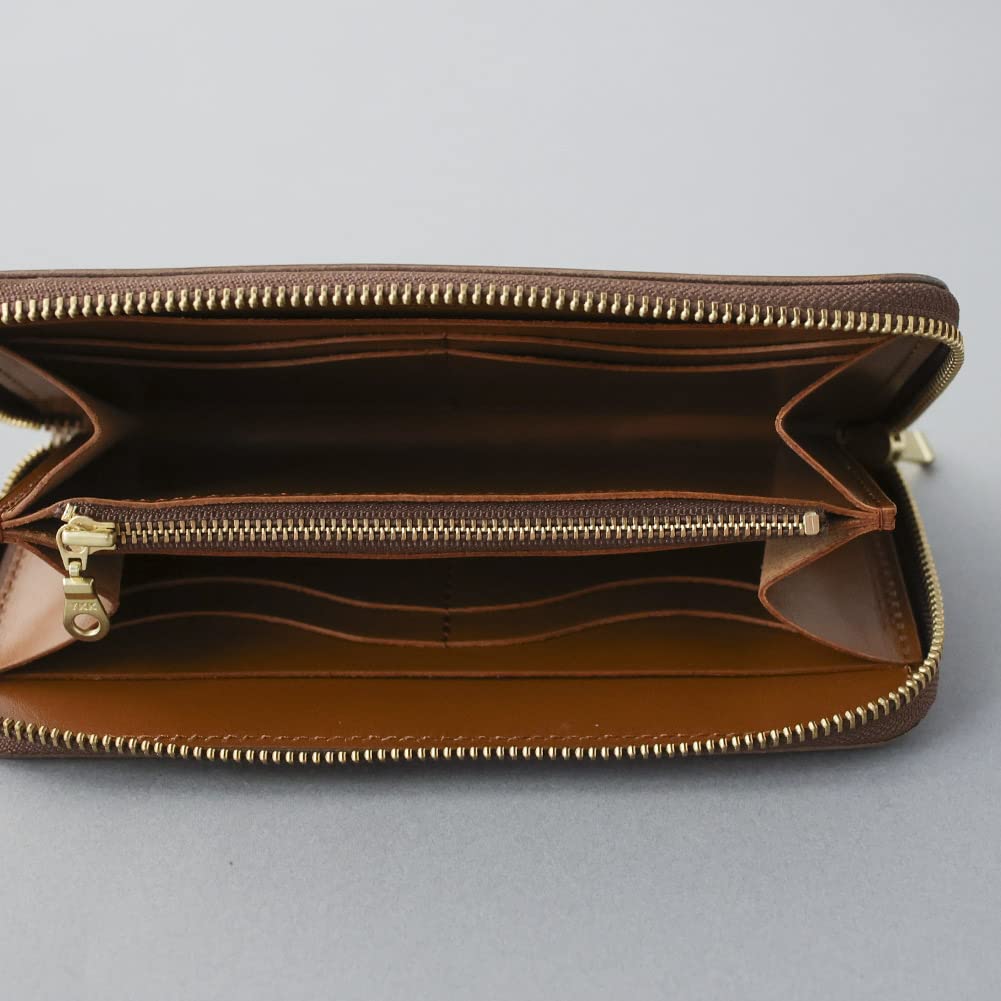 VINCENT CRAFTED Web Made in Japan Tochigi Leather Vono Round Long Passbook Large Genuine Leather Wallet for Men and LIO Exclusive Wallet, Aniline,