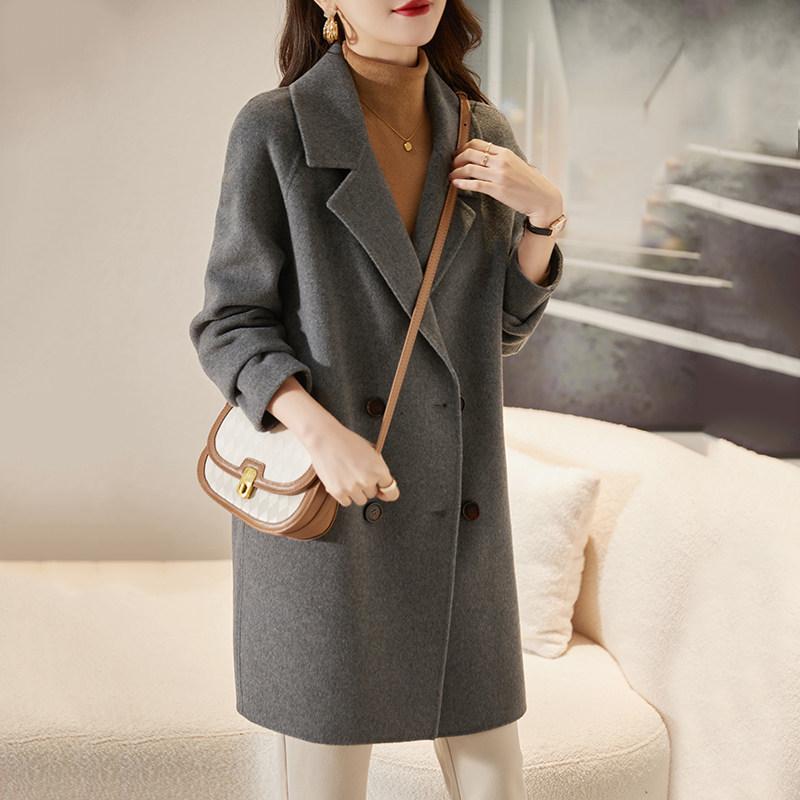 

Women s Double-Sided Velvet Cocoon Coat: Mid-Length Wool Jacket for Autumn/Winter. M (116-135 jin)