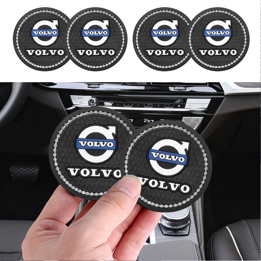 2PCS Car Coasters Rubber Water Cup Bottle Holder Anti-slip Pad For Volvo S40 S80L S60 S90 S70 XC40 XC90 XC60 V40 V60 V90 V70