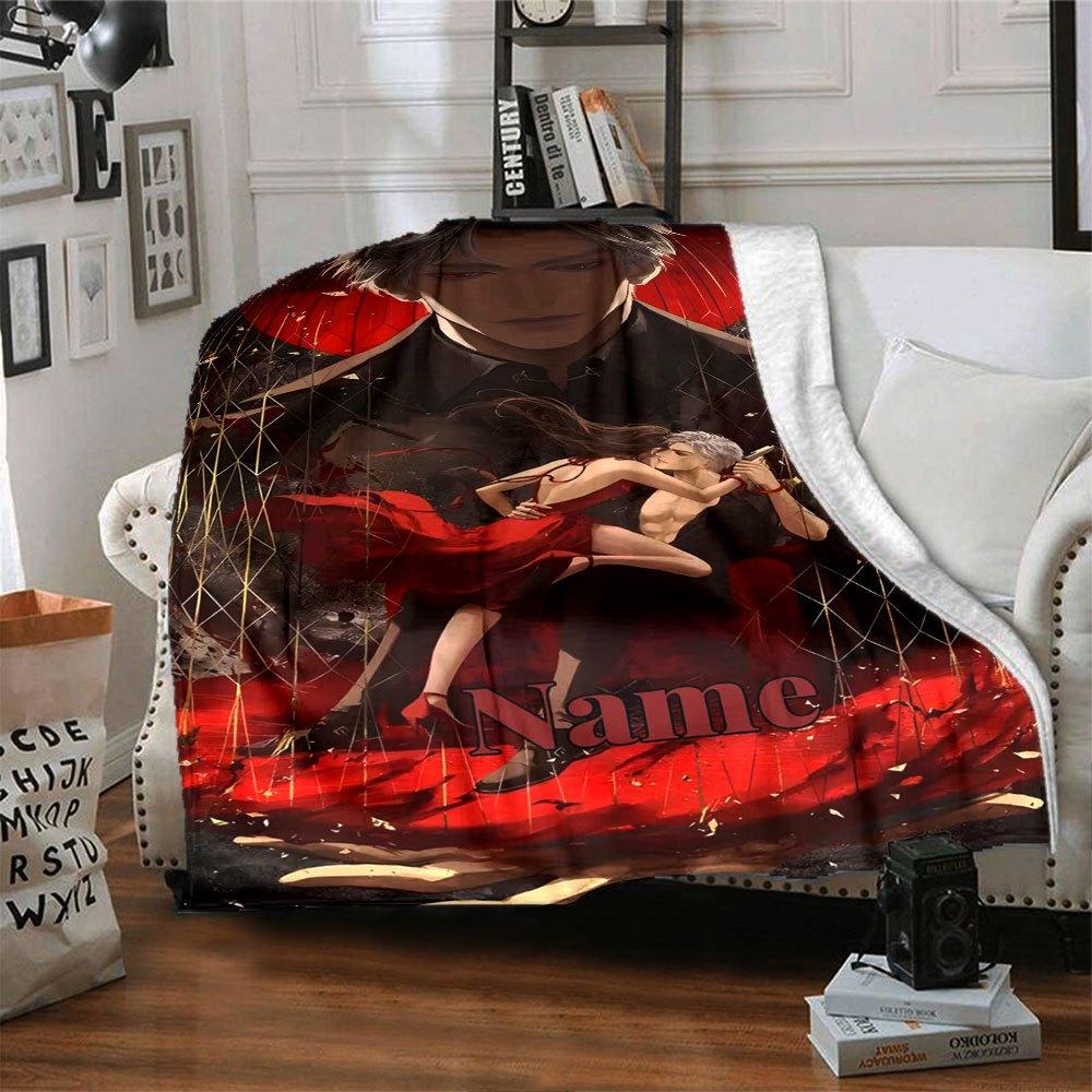 Passionate Embrace In Red Cozy Customizable Blanket Personalized Name Ultra Soft Throw For Sofa Couch Office Bed Picnics For All Occasions Warmthful