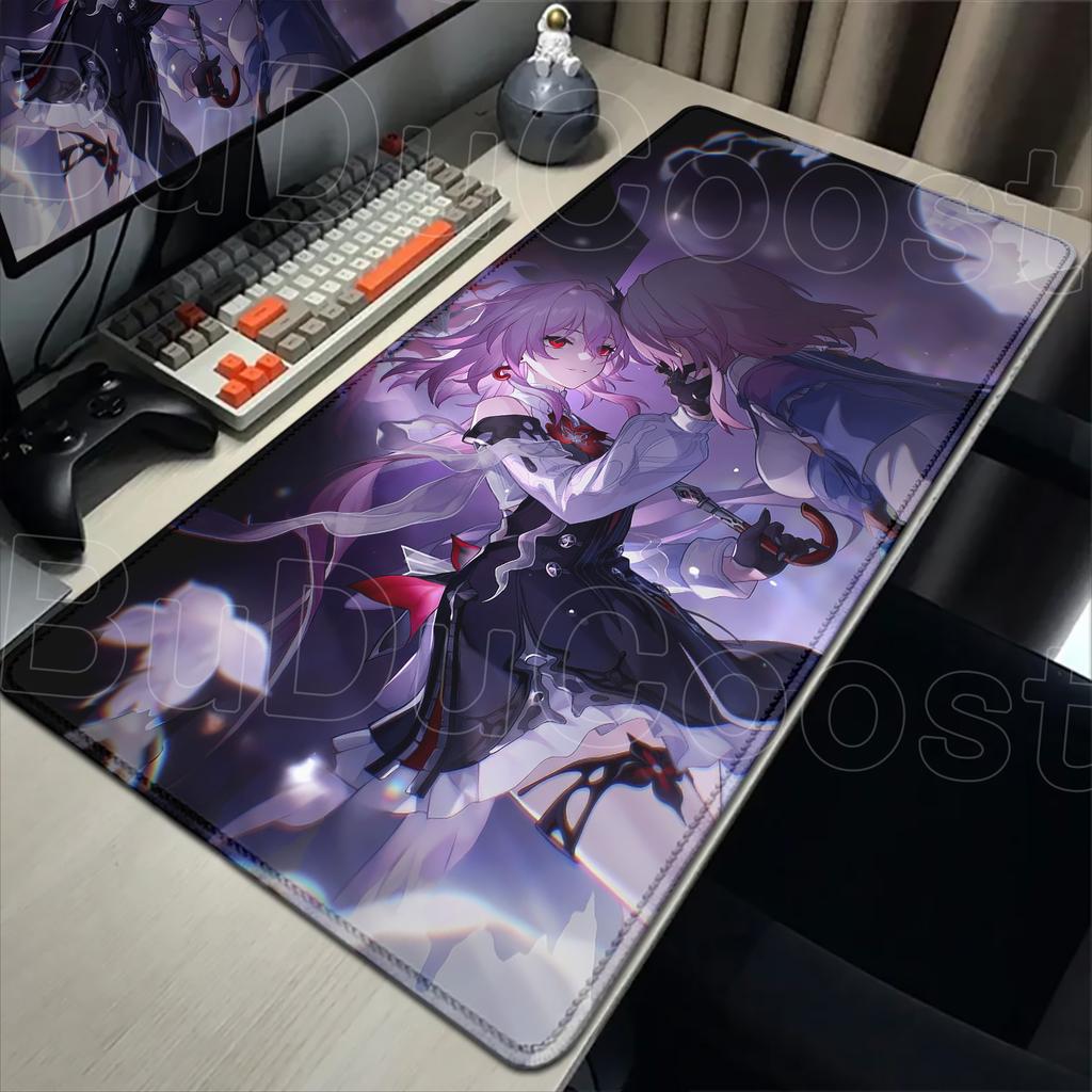 Cute anime game mouse pad Honkai Star Rail March 7th Girl Pink mousepad Non-slip Desk Mat desk organizers and trays 900 x 400MM