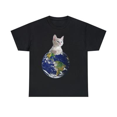 Space Kitten Ruler Of Earth Funny Graphic T-Shirt, Sizes S-5XL