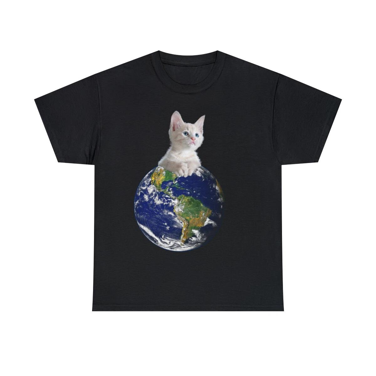 Space Kitten Ruler Of Earth Funny Graphic T-Shirt, Sizes S-5XL 2XL
