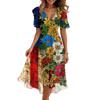 Women's Fashionable Casual V-neck Short-sleeved Independence Day Printed Dress