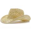 Wide Brim Western Cowboy Hat Sun Protection Jazz Hat Fashion Straw Cap Outdoor