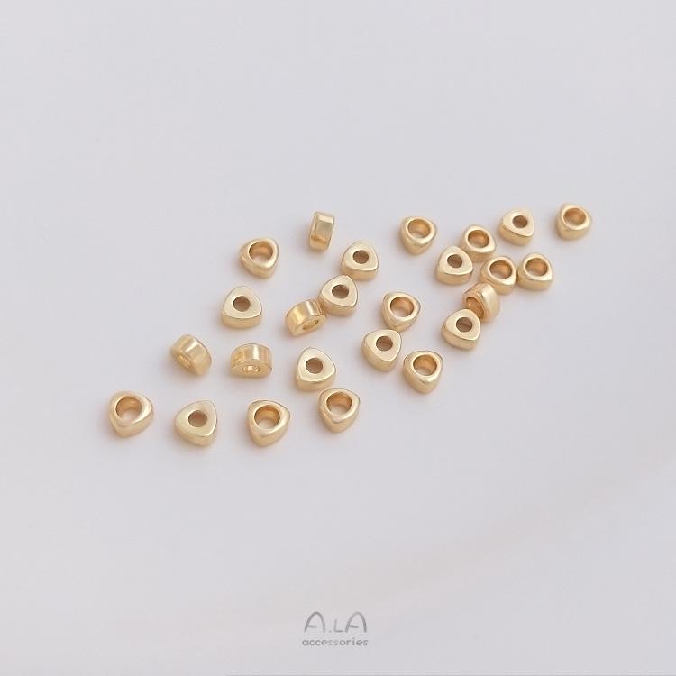 14K Gold Filled Winzige Zerdrückte Goldperlen: Kupferplattierte Echtgold Dreiecks-Zwischenstücke für DIY Armband Schmuck