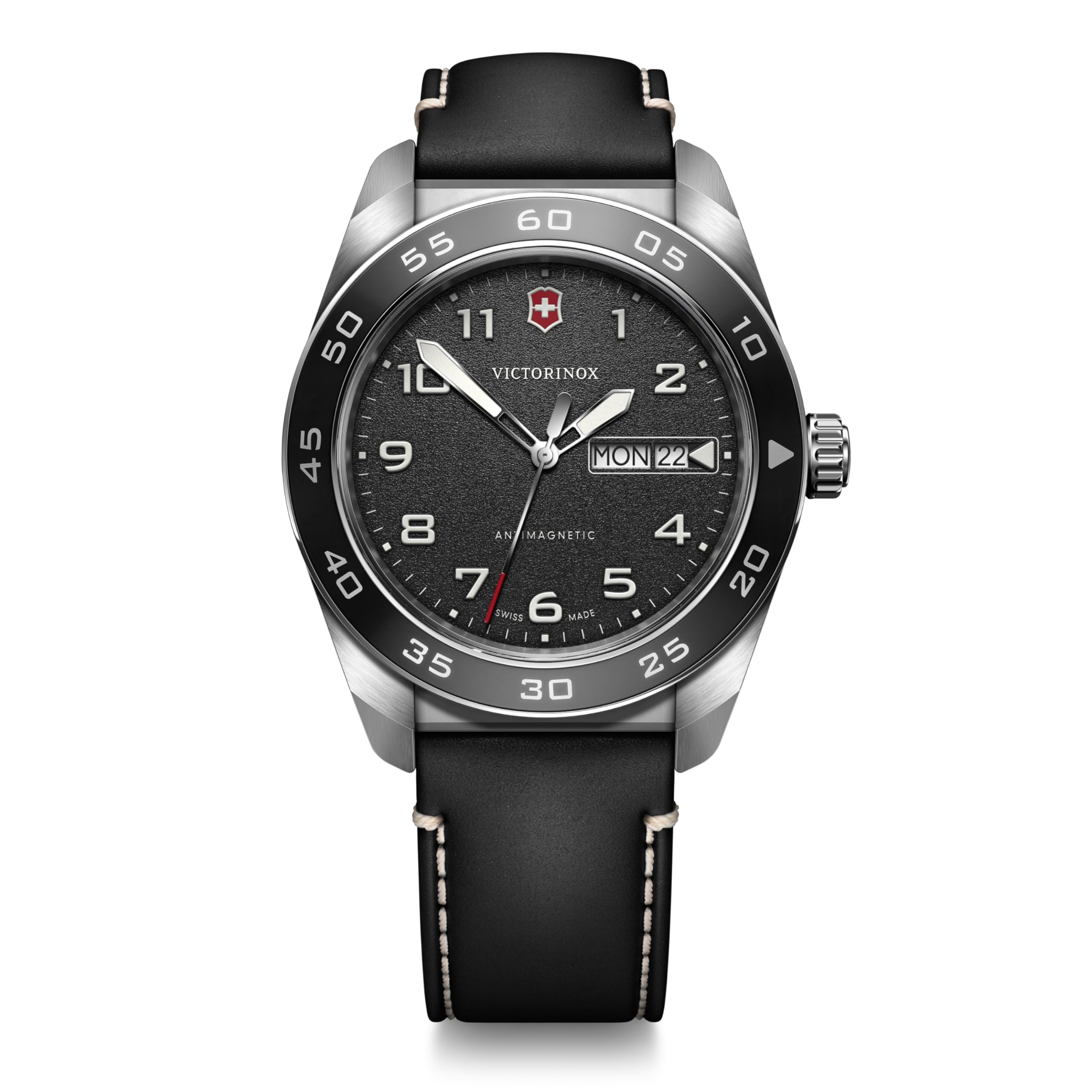 

VICTORINOX SWISS ARMY Аналоговий Кварцовий Чорний Чорний Шкіряний Корпус з Нержавіючої Сталі Ремінець Назва Бренда Чорний Шкіряний Ремінець 242041 Годинник, Водонепроникний, Чоловічий